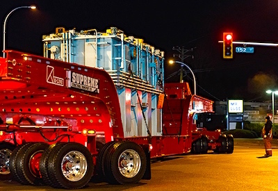 Delivery of transformer to Surrey, BC substation