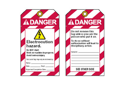 ANSI Lockout Tags – Danger Electrocution Hazard Do Not Start