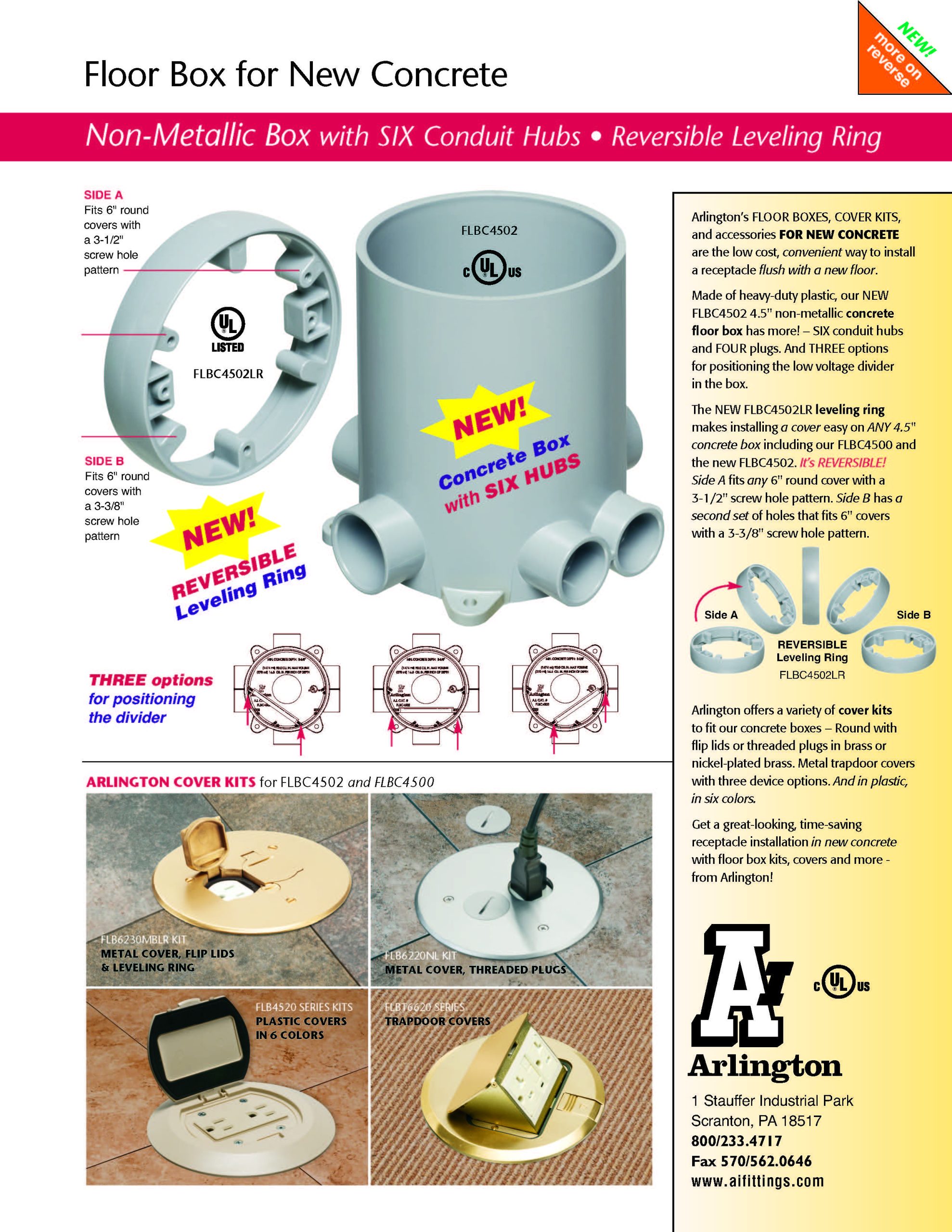 Leveling Ring Arlington's New Cover Kit with Leveling Ring for Concrete Floor Boxes ...