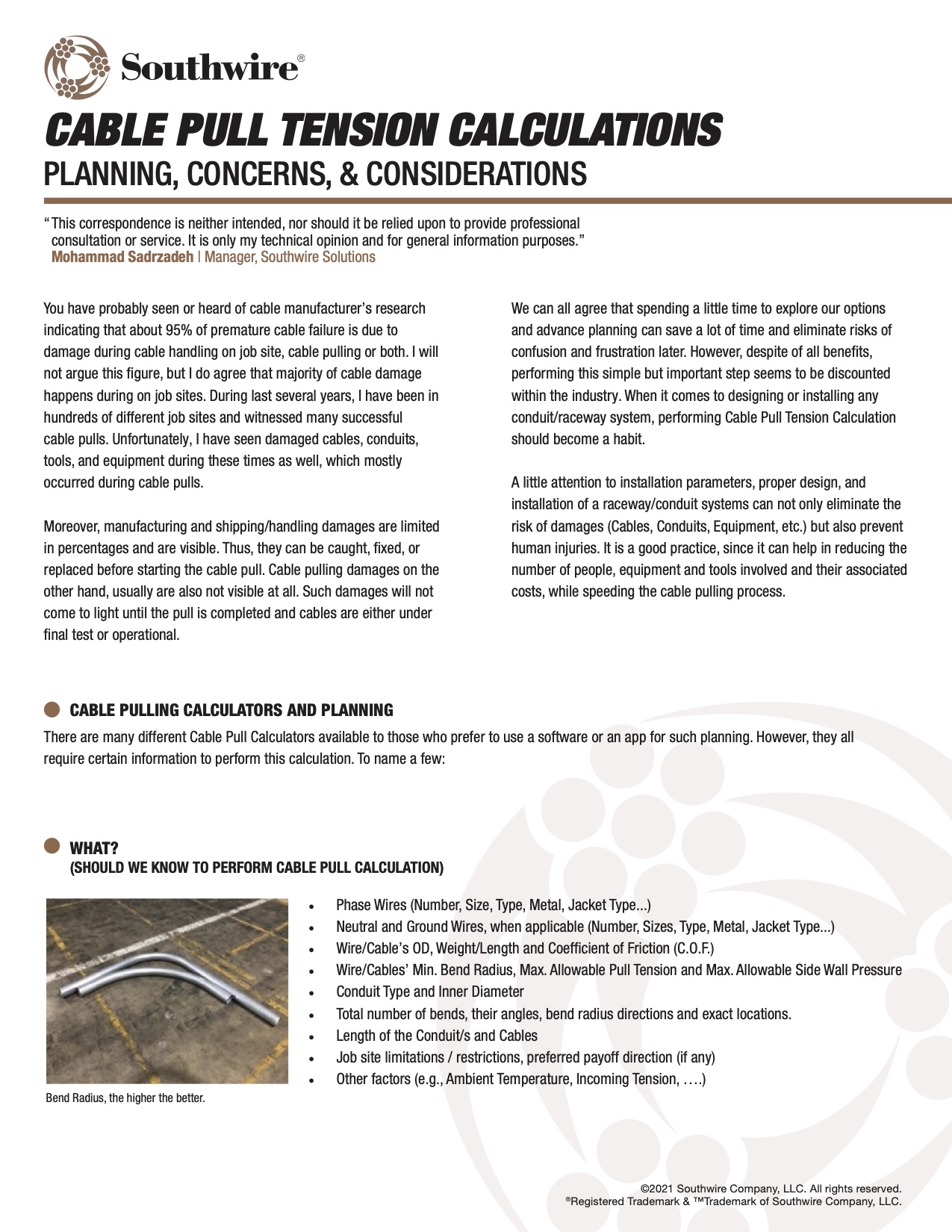 Whitepaper Cable Pull Tension Calculations Planning, Concerns, and Considerations