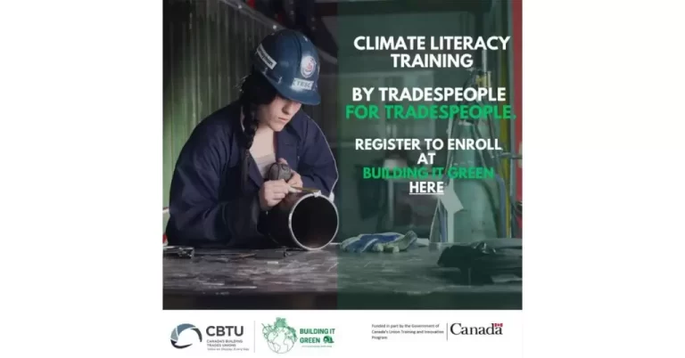 Building It Green Foundations: Climate Literacy Course for Construction Trades by Canada’s Building Trades Unions
