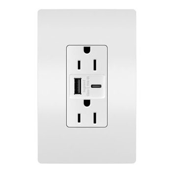 radiant® 15A Tamper-Resistant Ultra-Fast USB Type A/C Outlet