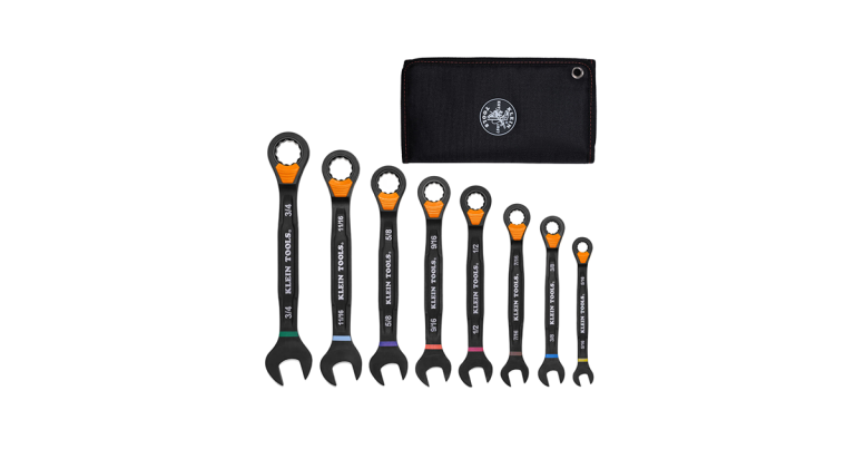 Klein Tools Ratcheting Combination Slide-Lock Wrench Set, SAE, 8-Piece