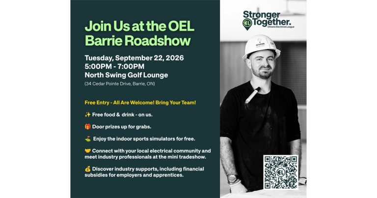 Ontario Electrical League Brings Free Electrical Industry Roadshow to Barrie September 22