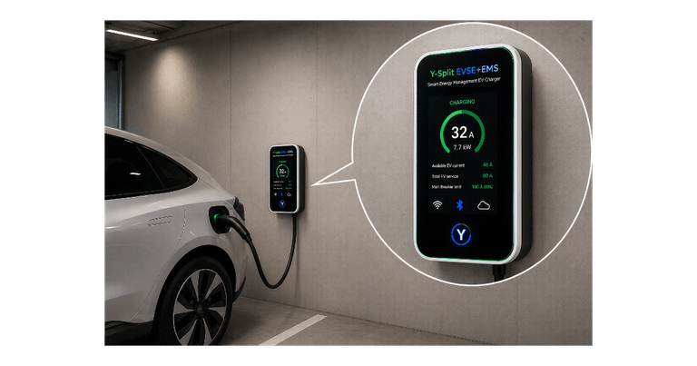 EV Charging and Local Energy Management: The Y-Split EVSE+EMS Architecture in Light of the New Chapter V